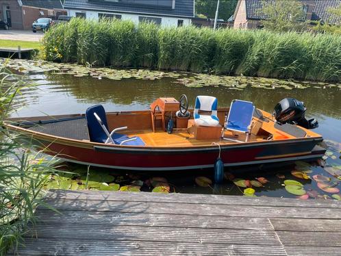 VIS/TOUR/MOTOR BOOT HOUT MET 15 PK MERCURY., Watersport en Boten, Vis- en Consoleboten, Gebruikt, 10 tot 30 pk, 3 tot 6 meter