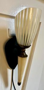 Vintage wandlampje uit de fifties incl. led lampje., Ophalen of Verzenden, Gebruikt, Glas, Vintage