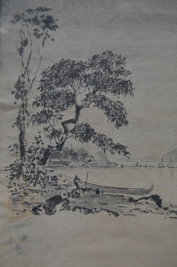 Japanse houtsnede 'Doréh baai' ca. 1900 Indonesië, Antiek en Kunst, Kunst | Etsen en Gravures, Ophalen of Verzenden