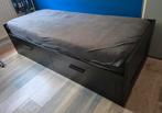 Netjes Ikea Brimnes bedbank, Ophalen, Eenpersoons, Zwart, Zo goed als nieuw