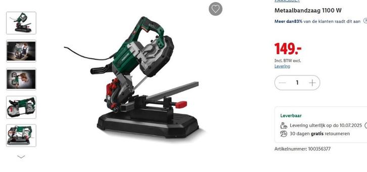 parkside lintzaag 1100 watt (New in box), Doe-het-zelf en Verbouw, Gereedschap | Zaagmachines, Nieuw, Lintzaag, 600 tot 1200 watt