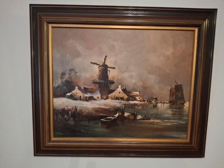 Schilderij van Fenter - Hollands Winterlandschap, Antiek en Kunst, Kunst | Schilderijen | Klassiek, Ophalen