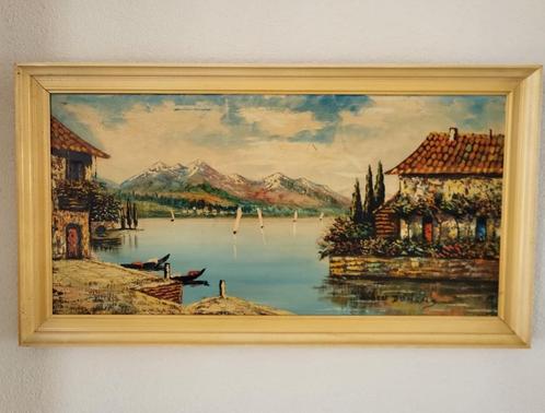 Vintage schilderij Italiaans meer (jaren '60), Antiek en Kunst, Kunst | Schilderijen | Klassiek, Ophalen