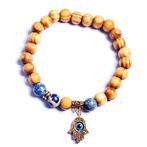 a. Elastische armband edelsteen VARISCIET en HOUT, Met edelsteen, Bruin, Verzenden, Nieuw