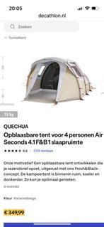 Quechua opblaasbare tent 4-pers, Ophalen of Verzenden, Zo goed als nieuw, Tot en met 4