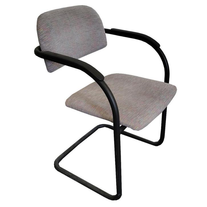 Vergaderstoel Grijs Motief Zwart Slede, Huis en Inrichting, Stoelen, Gebruikt, Vijf, Zes of meer stoelen, Stof, Grijs, Ophalen of Verzenden