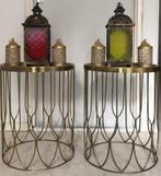 Gouden bijzettafel met oosterse windlichten, Ophalen of Verzenden, Gebruikt