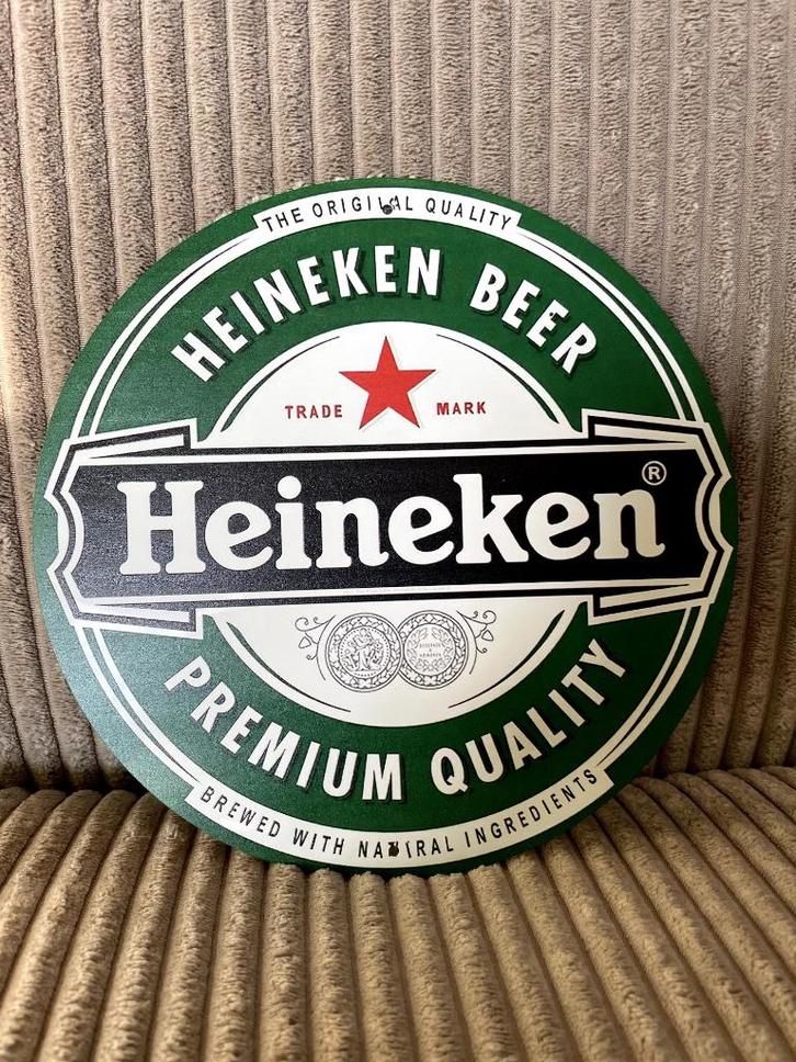 Heineken bier metalen reclamebord (Old Look), Verzamelen, Biermerken, Nieuw, Reclamebord, Plaat of Schild, Heineken, Ophalen of Verzenden