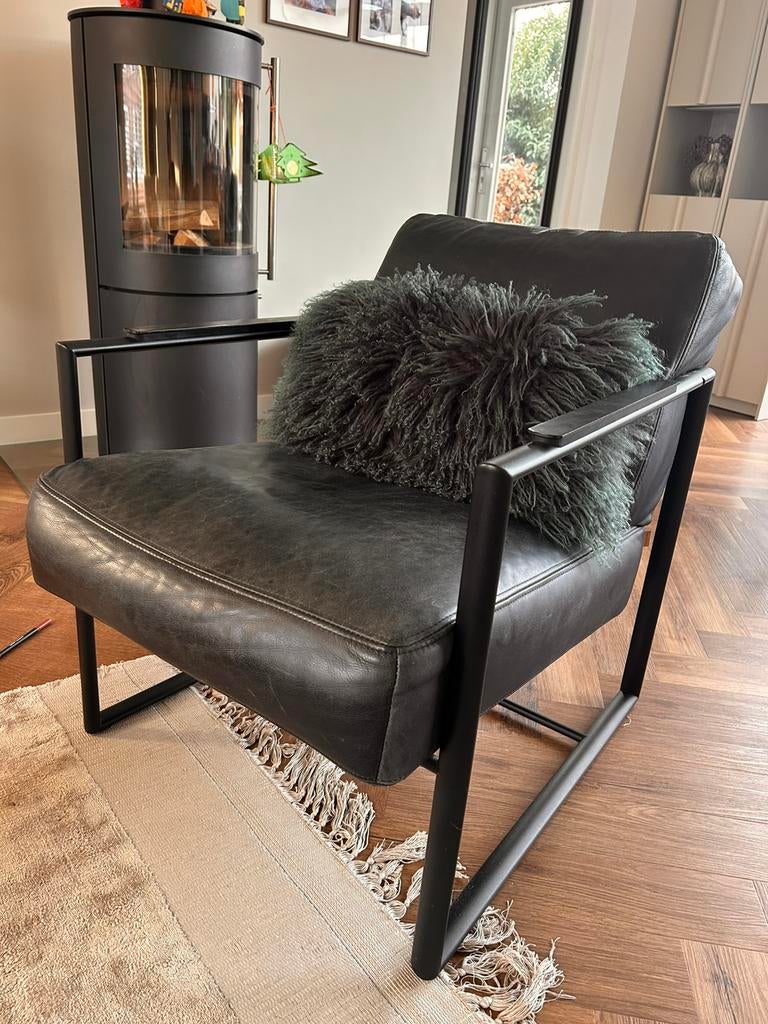 Enzo Luca fauteuil, Ophalen, Zo goed als nieuw, 50 tot 75 cm, Leer