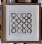 Modern Collage van Agaat ringen achter glas, lijst 40x40 cm, Ophalen