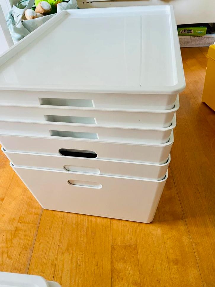 4x KUGGIS opbergbakken van Ikea, Doe-het-zelf en Verbouw, Kratten en Dozen, Zo goed als nieuw, Bak of Kist, 50 tot 75 cm, Minder dan 35 cm
