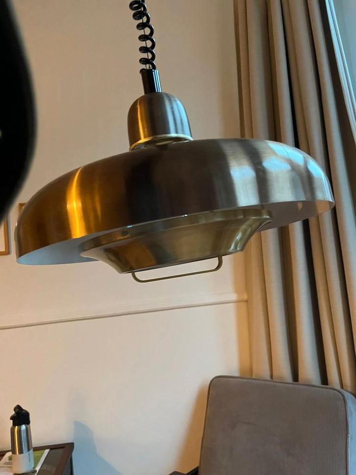 Dijkstra Space Age Vintage Brass Pendant messing hanglamp 70, Huis en Inrichting, Lampen | Hanglampen, Gebruikt, Minder dan 50 cm
