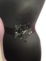 Nieuwe riem met bloem op zwart lint, Zwart, Nieuw, Ophalen of Verzenden, Accessoires