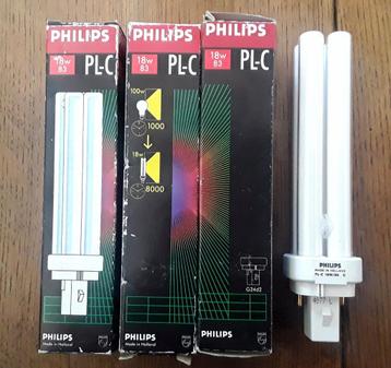 4x philips spaarlamp plc 18w / pl-c 18w (nieuw) g24d-2 fitti beschikbaar voor biedingen