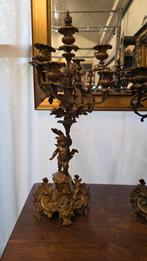 Zware grote antieke bronzen putty kandelaren 74 cm, Antiek en Kunst, Ophalen of Verzenden, Koper of Brons