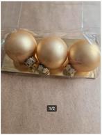 3 mat gouden kerstballen 5cm, Diversen, Kerst, Onbekend, Ophalen of Verzenden, Zo goed als nieuw, Losse verkoop