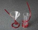 2 Kunststof drinkglazen  met grappig rietje., Huis en Inrichting, Keuken | Servies, Ophalen of Verzenden, Zo goed als nieuw