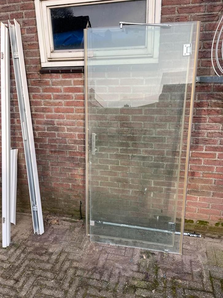 Glazen deur, wand en douchebak, Doe-het-zelf en Verbouw, Deuren en Horren, Gebruikt, Binnendeur, Minder dan 200 cm, Minder dan 80 cm