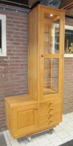 eiken wandmeubel met vitrine kast, Huis en Inrichting, Ophalen, Gebruikt, 200 cm of meer, Eikenhout