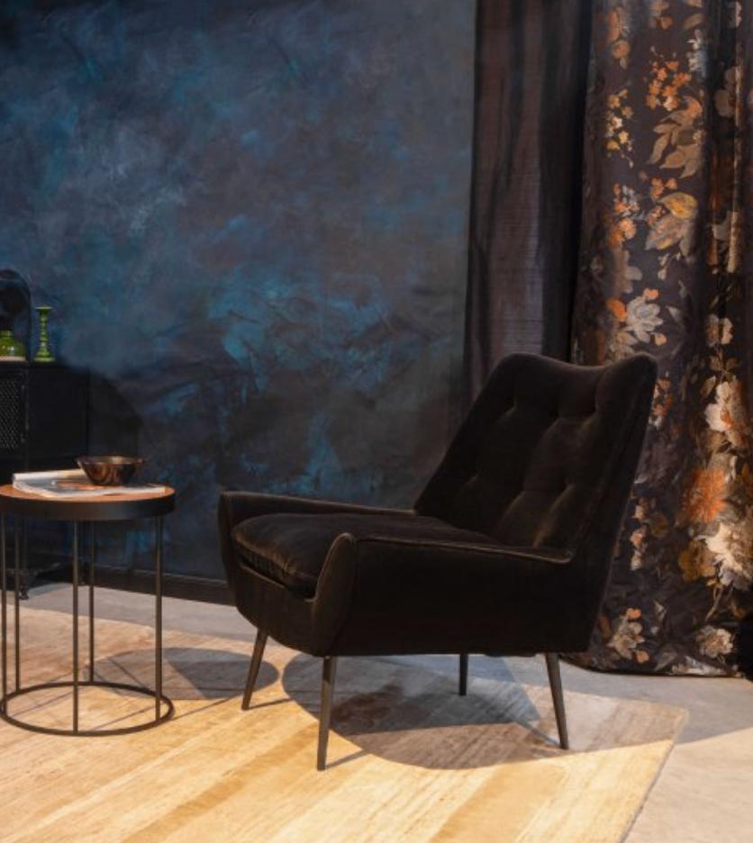 Dutchbone Glodis fauteuil Zwart | Van €769, nu, Dutchbone, Nieuw, 75 tot 100 cm, Ophalen of Verzenden