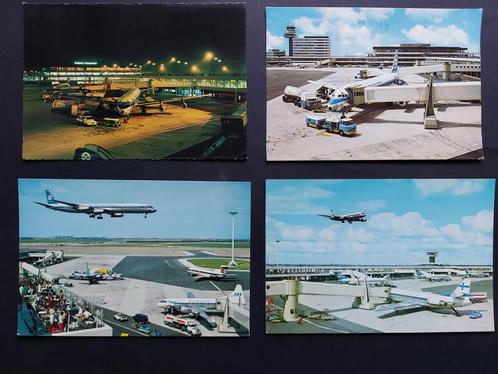 4 ansichtkaarten van Schiphol uit de jaren 60 (A224), Verzamelen, Luchtvaart en Vliegtuigspotten, Gebruikt, Kaart, Foto of Prent