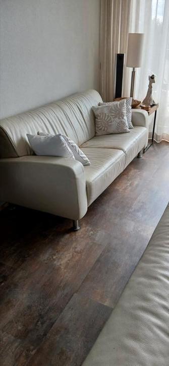 Creme leren driezits bank