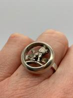 B230 Prachtige zilveren ring leeuw (verstelbaar), Sieraden, Tassen en Uiterlijk, Antieke sieraden, Ophalen of Verzenden, Zilver