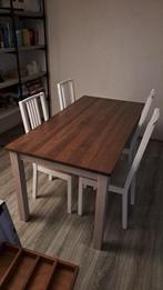 Houten tafel en stoelen - two tone white solid oak wood, Huis en Inrichting, Ophalen, Gebruikt, 50 tot 100 cm, 150 tot 200 cm
