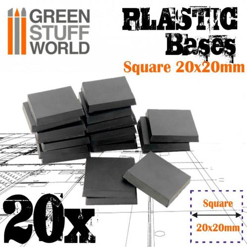 Vierkante Bases Leeg 20x20mm Bases 20 stuks 9830 Wargames, Hobby en Vrije tijd, Wargaming, Nieuw, Overige soorten, Toebehoren