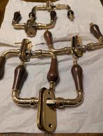 5 Koperen Deurknoppen houten handvat, Ophalen of Verzenden