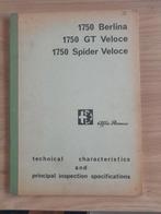 Handboek Alfa Romeo 1750 Berlina GT veloce, spider, Gelezen, Alfa Romeo, Ophalen of Verzenden, Alfa Romeo