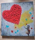 Hart van Puzzelstukjes - Schilderij 50x50cm, Antiek en Kunst, Kunst | Schilderijen | Abstract, Ophalen