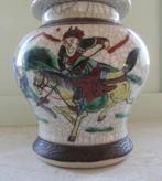 Antieke chinese nanking dekselpot krijgers paard vaas, Antiek en Kunst, Verzenden