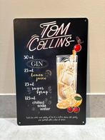 Mancave Bar Café Wanddecoratie metalen bordje Tom Collins, Ophalen of Verzenden, Zo goed als nieuw, Reclamebord