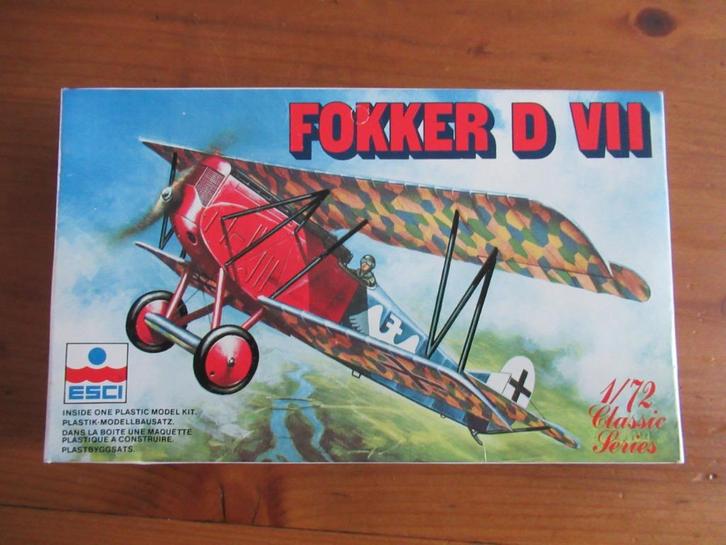 Fokker D-VII  (Esci 1/72), Hobby en Vrije tijd, Modelbouw | Vliegtuigen en Helikopters, Zo goed als nieuw, Vliegtuig, 1:72 tot 1:144