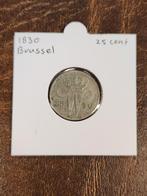 25 cent 1830 Brussel, Koning Willem I, Zilver, Ophalen of Verzenden, Losse munt