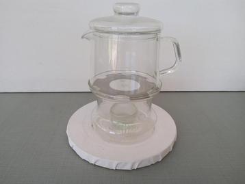 Douwe Egberts   Glazen Theepot en Theelichtje  grootste maat beschikbaar voor biedingen