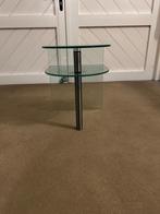 Bijzet tafeltje glas, Huis en Inrichting, Tafels | Bijzettafels, Minder dan 55 cm, Modern/klassiek, Overige vormen, Ophalen