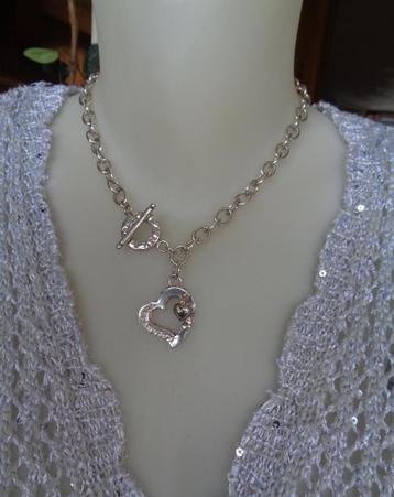 zilveren ketting met groot hart hanger [311] beschikbaar voor biedingen