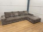 Mooie luxe grijs bruine ribstof hoekbank - GEREINIGD!!!