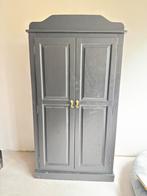 Brocante kledingkast zwart, Huis en Inrichting, Kasten | Kledingkasten, Ophalen, Gebruikt, 50 tot 100 cm, Met hangruimte