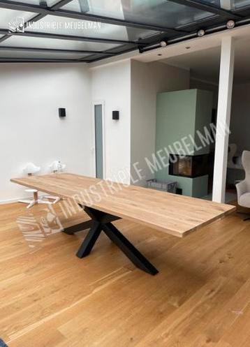 Industriele Eettafel Massief Eiken Boomstam Tafels Eikenhout - afbeelding 14