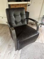 Lederen fauteuil met metalen armleuningen, Ophalen, Minder dan 50 cm, Minder dan 75 cm, Leer