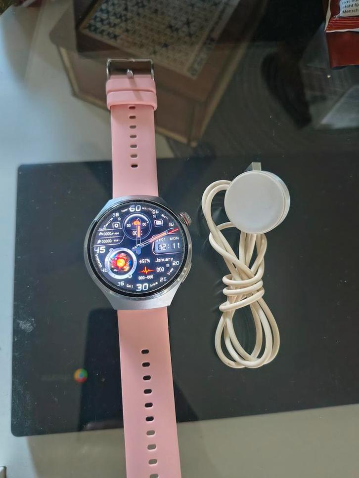 Smartwatch - Silver unisex NFC GPS- Zo goed als nieuw!, Sieraden, Tassen en Uiterlijk, Smartwatches, Zo goed als nieuw, Zilver