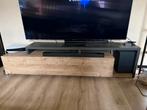 Tv meubel met opberglade, Ophalen, Gebruikt, Eikenhout, 200 cm of meer