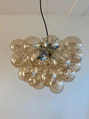 Hanglamp met amber glas | 50 cm breed beschikbaar voor biedingen
