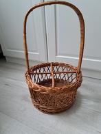 Gevlochten, rieten,  ronde flessenmand met hengsel 4 flessen, Ophalen of Verzenden, Rond, Riet