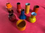 Vaasjes, Keramiek rood/oranje/blauw, Ophalen of Verzenden