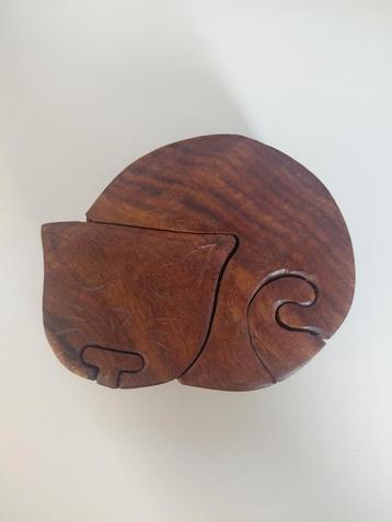  Houten Kat Puzzeldoos – Secret Box met Verborgen Vakje beschikbaar voor biedingen