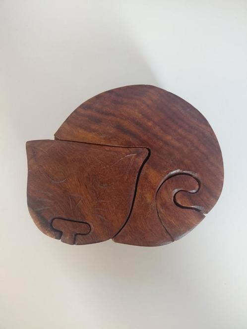 Houten Kat Puzzeldoos – Secret Box met Verborgen Vakje, Hobby en Vrije tijd, Overige Hobby en Vrije tijd, Zo goed als nieuw, Ophalen of Verzenden